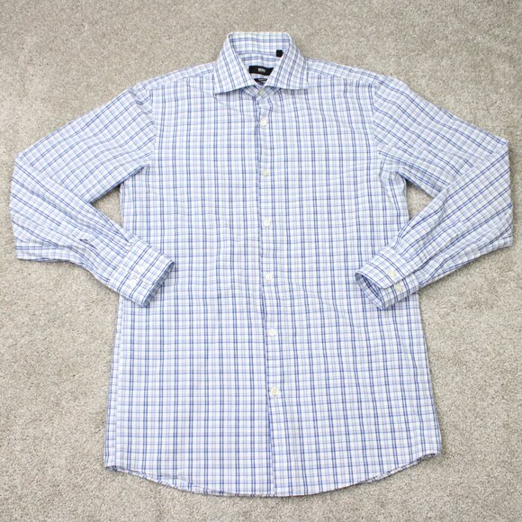BOSS Hugo Boss Dress Shirt Mens 15, 32/33 Blue Sharp Fit Long Sleeve Button Up - Picture 2 of 15